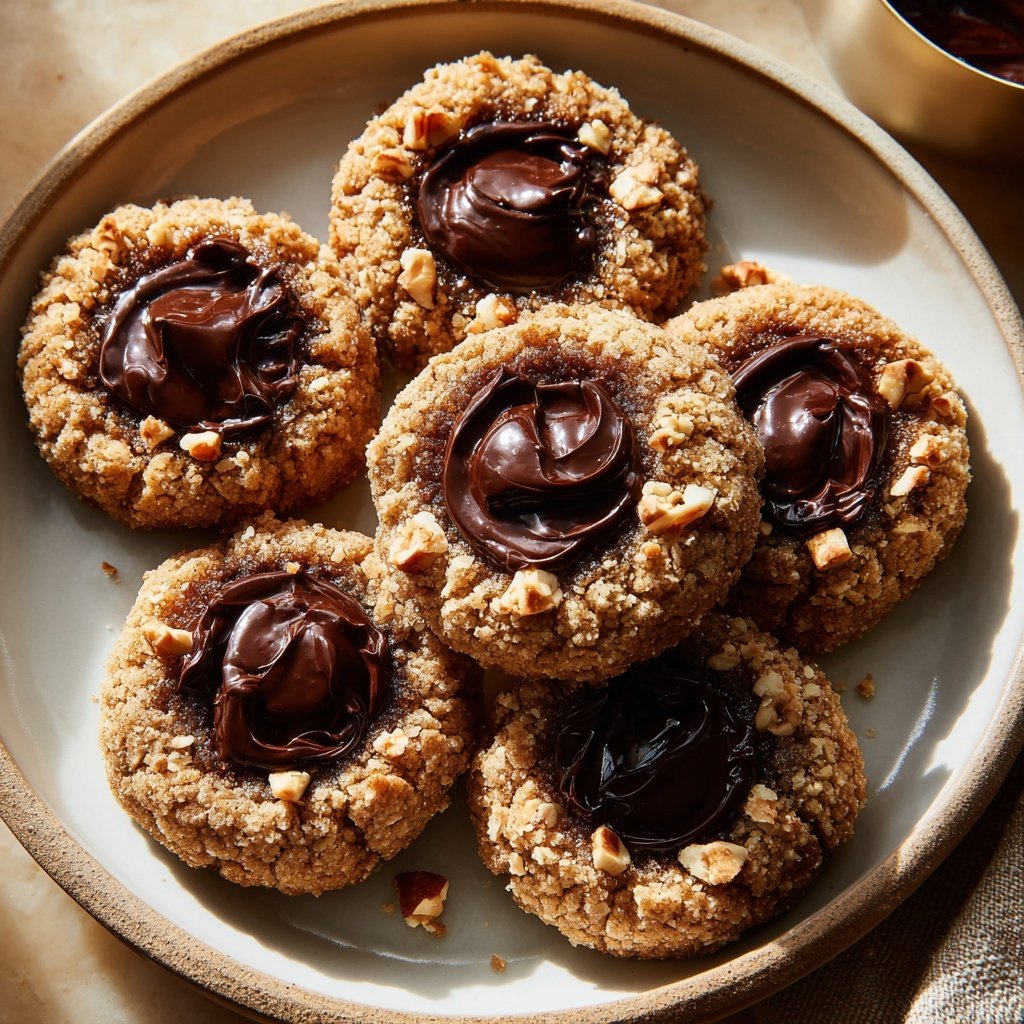 Chocolate Hazelnut Thumbprint Cookies