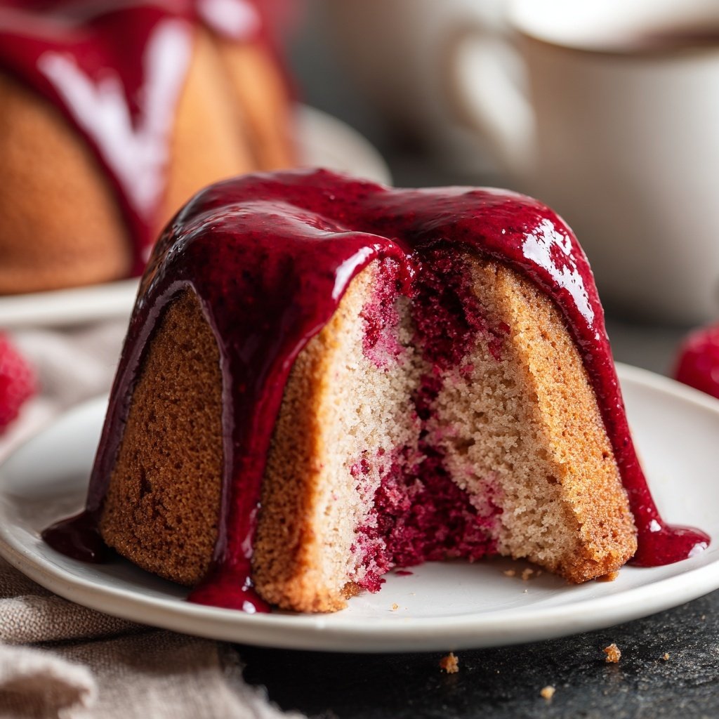 Mini Heart Cake with Berry Glaze