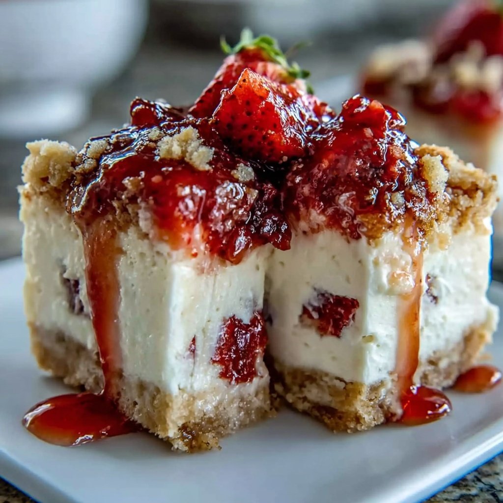 Strawberry Shortcake Cheesecake Bars
