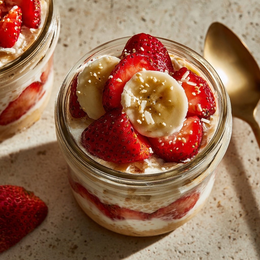 Strawberry Banana Breakfast Jars