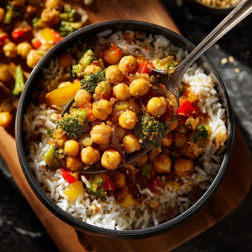 High Protein Chickpea Rice Bowl